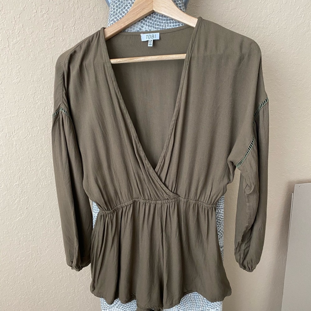 TOBI army green romper